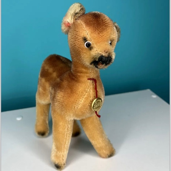 Vintage Hermann Mohair Deer Doe 9" Golden Brown Excellent Rare Collectible - Picture 8 of 8